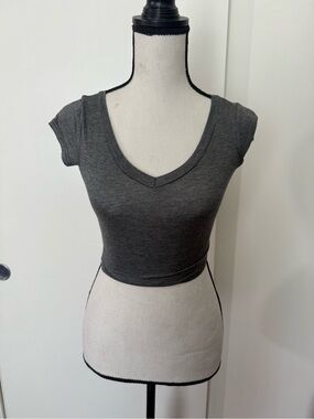 🩶 Plain Gray Short Sleeve Crop Top 🩶